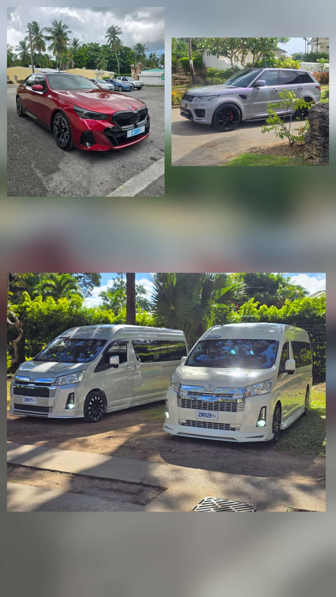 The Unique Chauffeurs Barbados luxury vehicle fleet together
