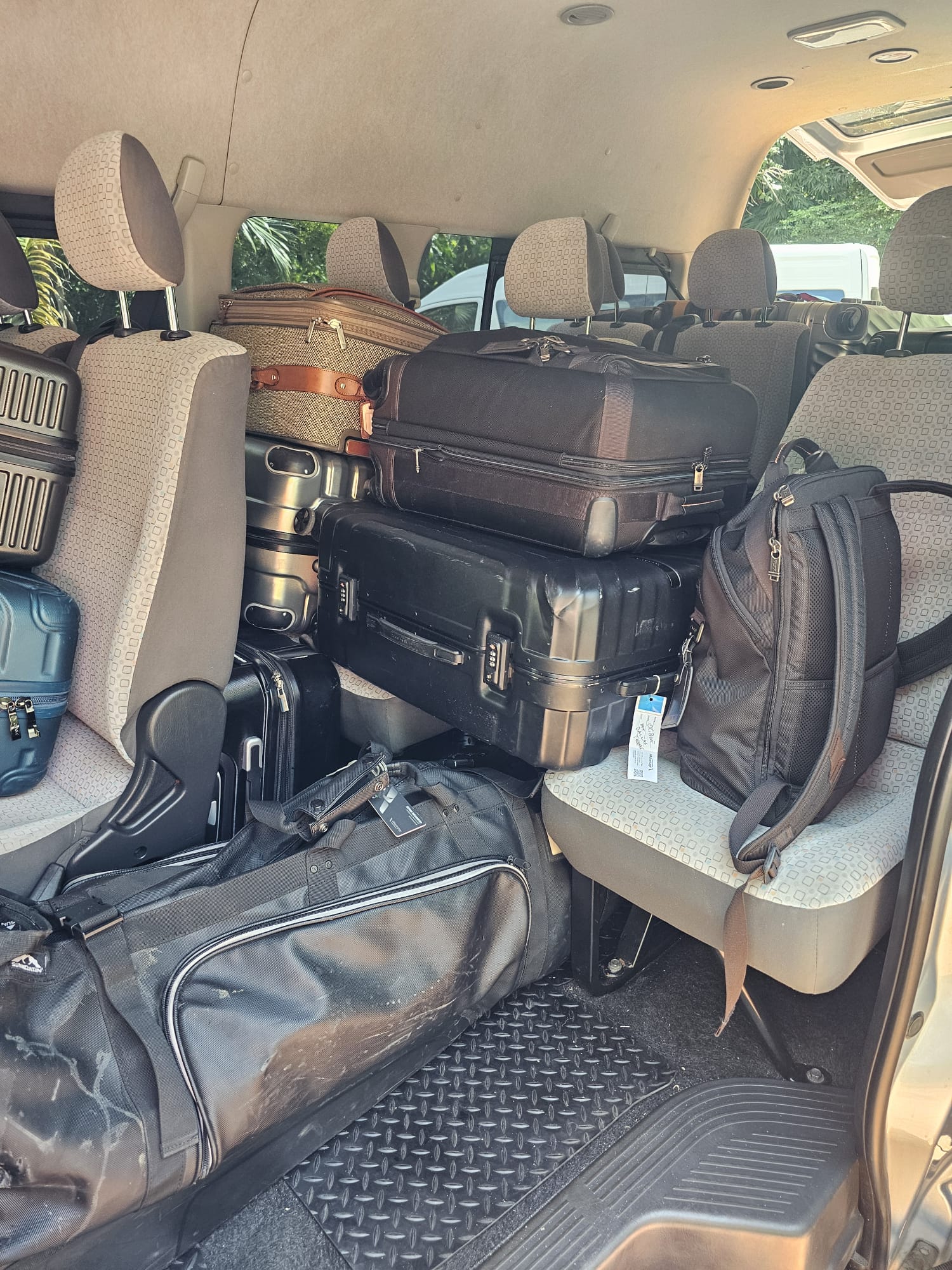Luggage loaded for a Barbados airport transfer with Unique Chauffeurs
